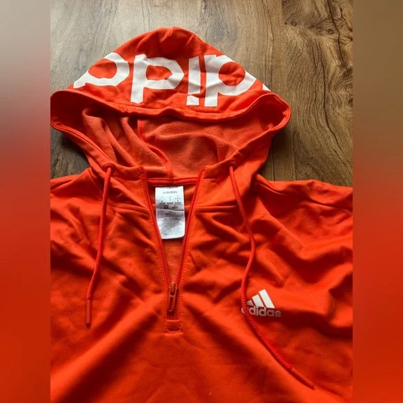 Adidas Lightweight Orange Hoodie / Sweatshirt Men’s Medium - Picture 3 of 5